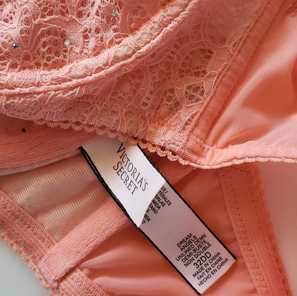 Peach Rhinestone Lace Racerback Bra - Picture 5 of 5